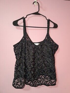 Vintage 90s Addition Elle Black Lace Embroidered Lingerie